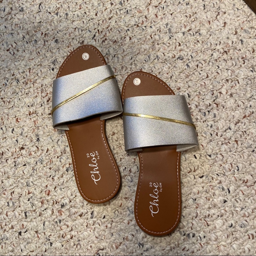 Open Toe Silver Sandals - Picture 2 of 3